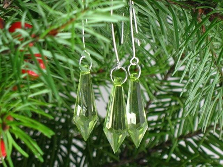 Kryształki Sople na Choinkę Zielony 30mm