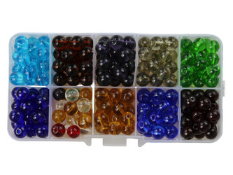 Zestaw Kreatywny Koralików do Rękodzieła Biżuterii / Koraliki Gładkie / Kula Wielokolorowy 8mm ~250szt / Organizer