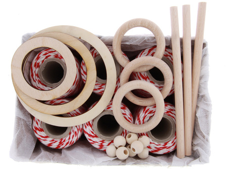 Sznurek bawełniany skręcany do makramy biało-czerwony prezentowy 2mm